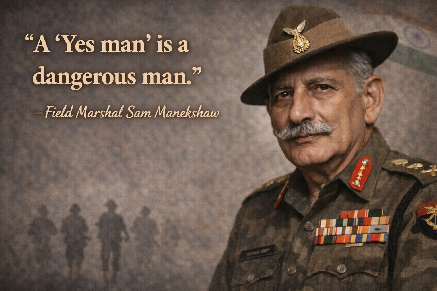 A 'Yes man' is a dangerous man. – Field Marshal Sam Manekshaw
